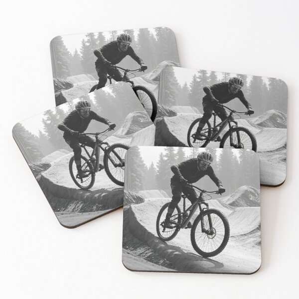 Item preview, Black and White MTB Rider – Full Send Down the Trail designed and sold by GrizzlyCollective.