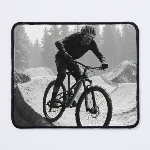Item preview, Black and White MTB Rider – Full Send Down the Trail designed and sold by GrizzlyCollective.