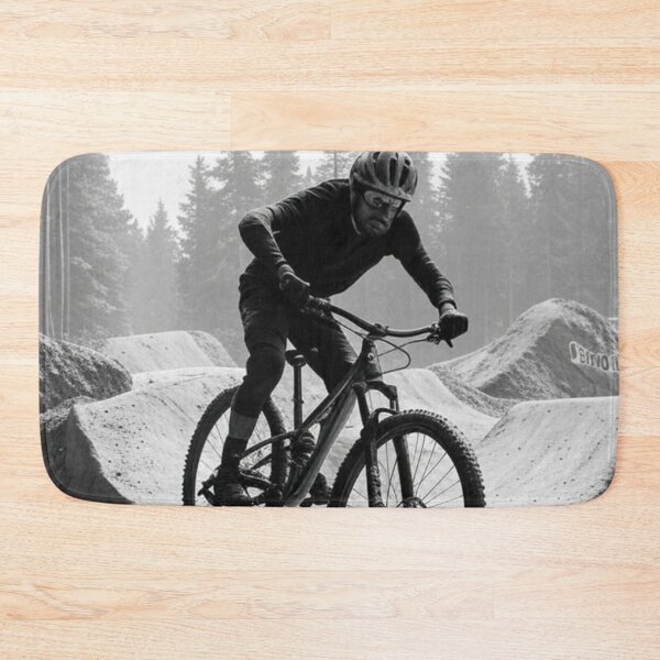 Item preview, Black and White MTB Rider – Full Send Down the Trail designed and sold by GrizzlyCollective.