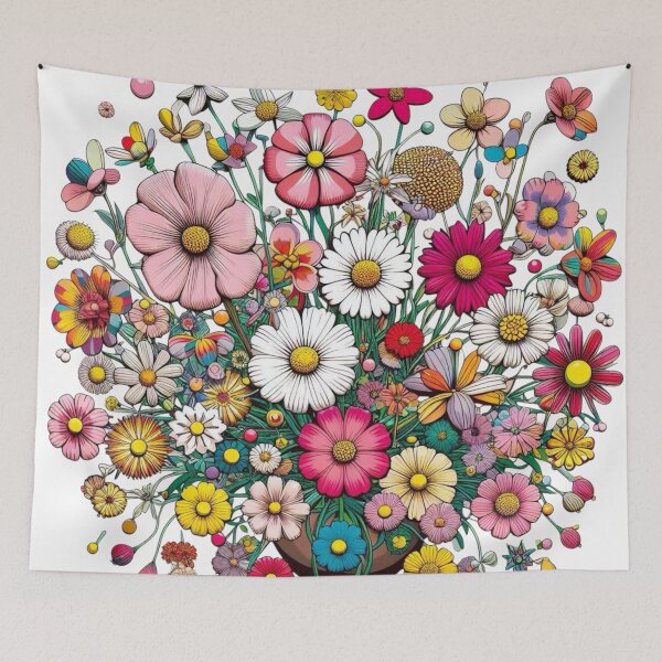 Item preview, Flowers, botanical, spring, floral pattern, cottagecore, japanese pop art designed and sold by Sugar Wisdom .