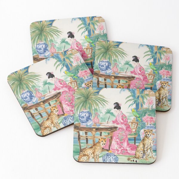Item preview, Grandmillennial art, The Writer’s Den, whimsical chinoiserie art designed and sold by SophieClimaArt.