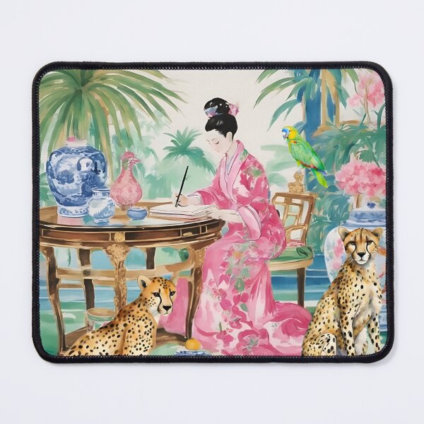 Item preview, Grandmillennial art, The Writer’s Den, whimsical chinoiserie art designed and sold by SophieClimaArt.