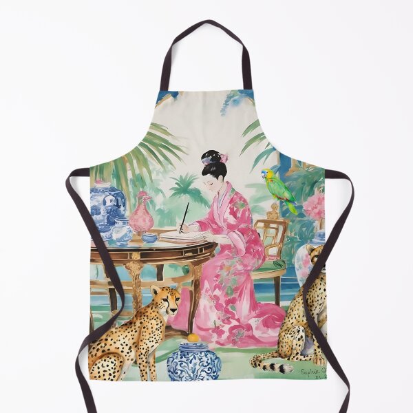 Item preview, Grandmillennial art, The Writer’s Den, whimsical chinoiserie art designed and sold by SophieClimaArt.