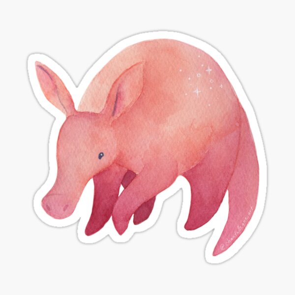 Watercolour Pink Aardvark Sticker