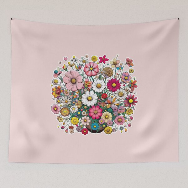 Item preview, Flowers, botanical, spring, floral pattern, cottagecore, japanese pop art designed and sold by Sugar Wisdom .