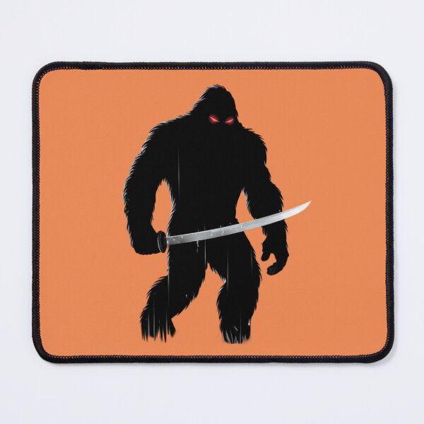 Item preview, Bigfoot as a shadowy silhouette, with only his glowing red eyes and the gleaming blade of his katana visible in sharp detail designed and sold by 123ks.