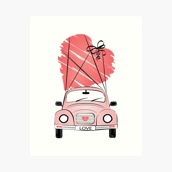 Cute Love Car Art Print