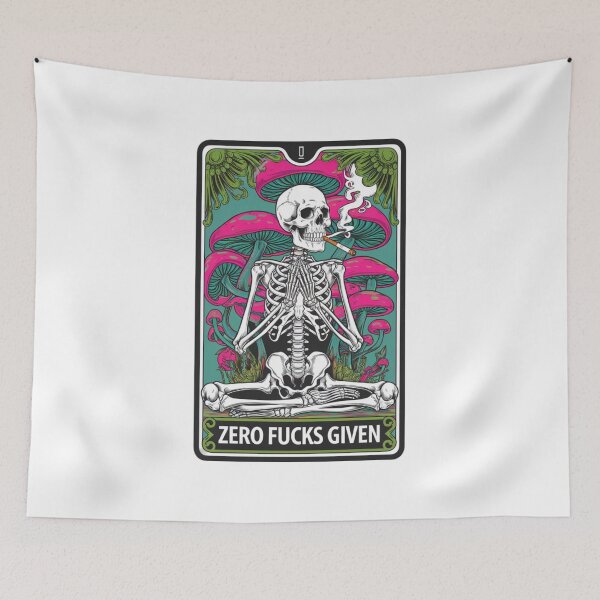 Item preview, Zero fucks given, skeleton, mushrooms, funnyfits70, Humor, Funny, retro, vintage, funny quotes, animal humor, designed and sold by FunnyFits70.