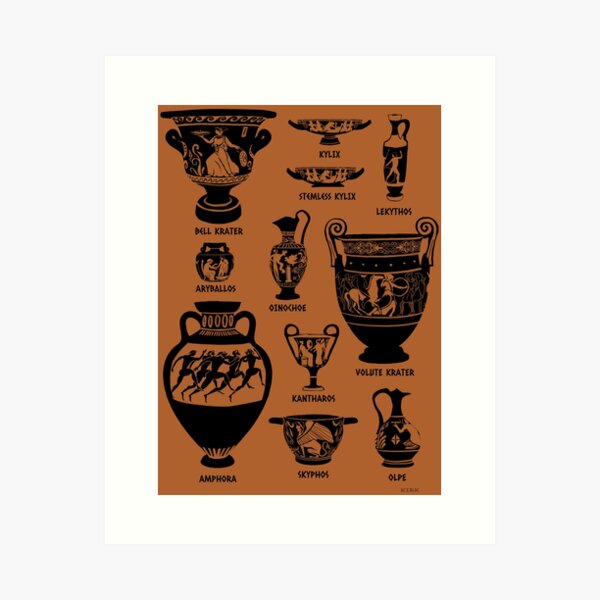 Ancient Greek Pottery Silhouette Art Print
