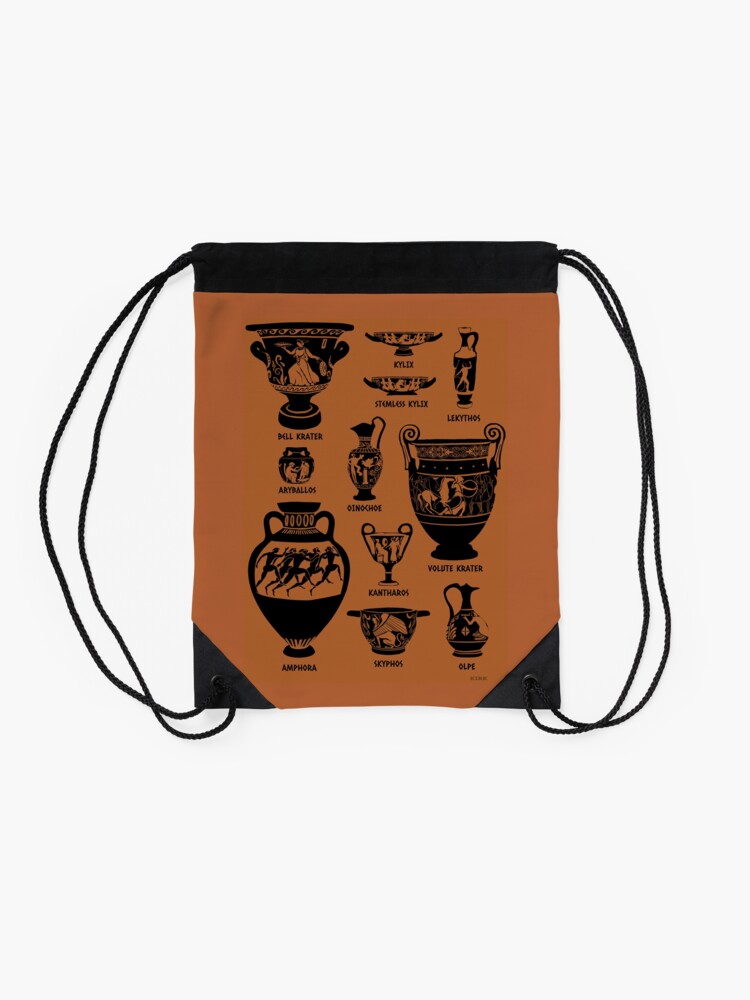Alternate view of Ancient Greek Pottery Silhouette Drawstring Bag