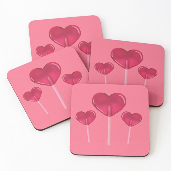 Item preview, Red Heart lollipops and pattern on warm red designed and sold by Guided by Light Art.