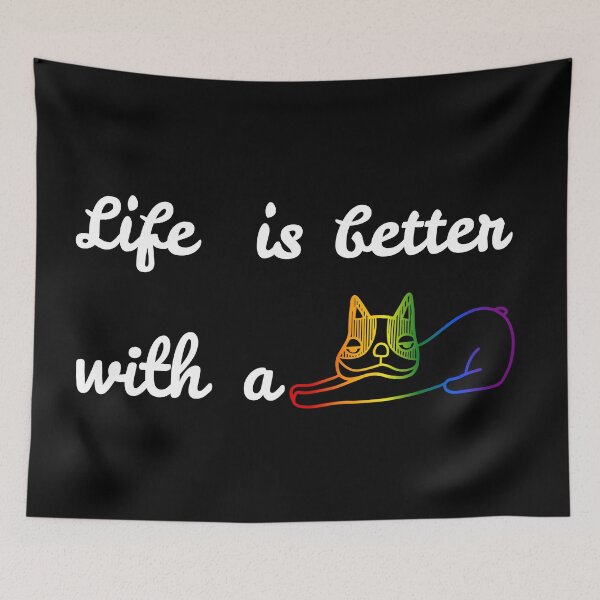 Item preview, Life is better with a dog, Classic pride flag graphic, dog lovers, pride dog, animal lover, cute puppy, yoga dog, motivational, inspirational, animal rights, self care, relaxing, designed and sold by PrideBeProud.