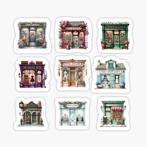Item preview, Enchanting Vintage Storefront Collection – Whimsical Boutique Illustrations designed and sold by Chic Smart co..