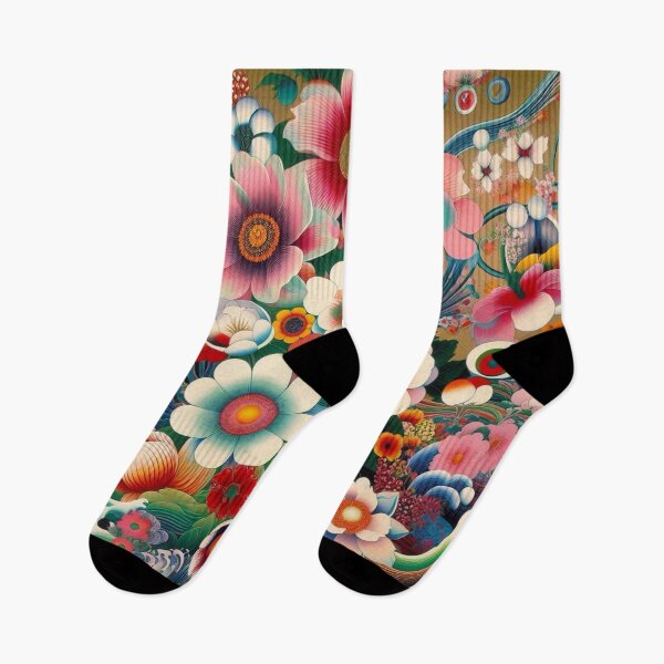 Item preview, Flowers, botanical, spring, floral pattern, cottagecore, japanese pop art designed and sold by Sugar Wisdom .