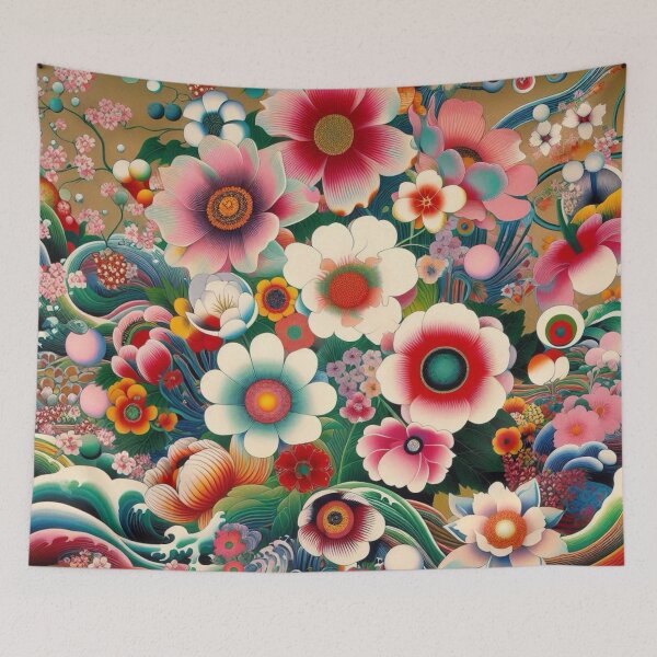 Item preview, Flowers, botanical, spring, floral pattern, cottagecore, japanese pop art designed and sold by Sugar Wisdom .