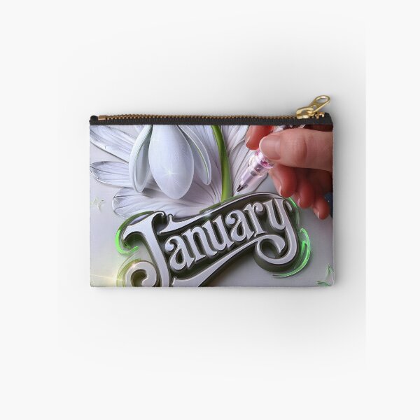 Item preview, January journal page with a delicate snowdrop as a hand drawing it with a glowing pen designed and sold by EmeraldeaArt.