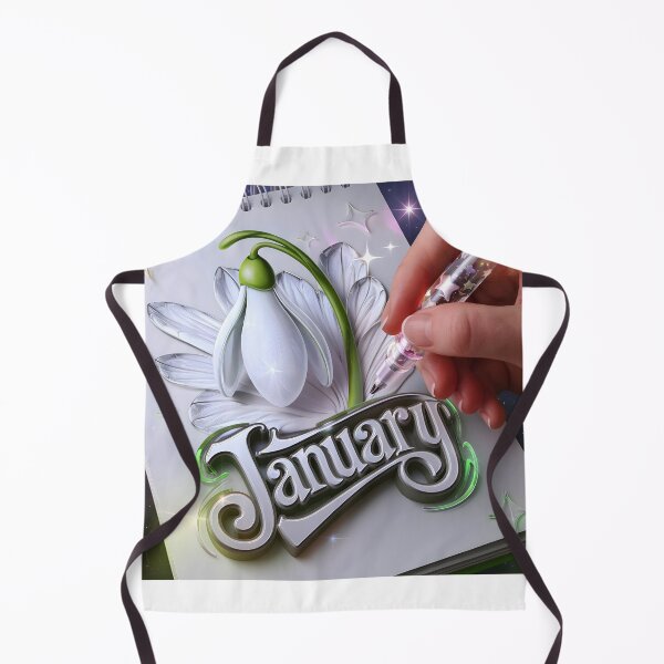 Item preview, January journal page with a delicate snowdrop as a hand drawing it with a glowing pen designed and sold by EmeraldeaArt.