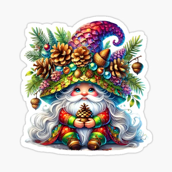 Item preview, Mystical Forest Gnome with Pinecones – Vibrant Woodland Fantasy Art designed and sold by Chic_Clip_Craft.