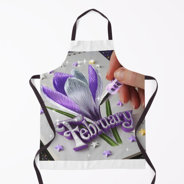 Item preview, February journal page with a delicate purple crocus flower while a hand drawing it with a glowing pen designed and sold by EmeraldeaArt.