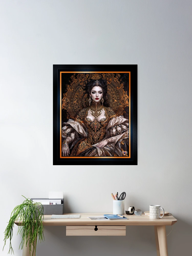 Portrait Of Elena Mariselle Of The Celestial Dark Realm Enchanting AI Concept Art by Xzendor7 Room Decor Poster Art Print