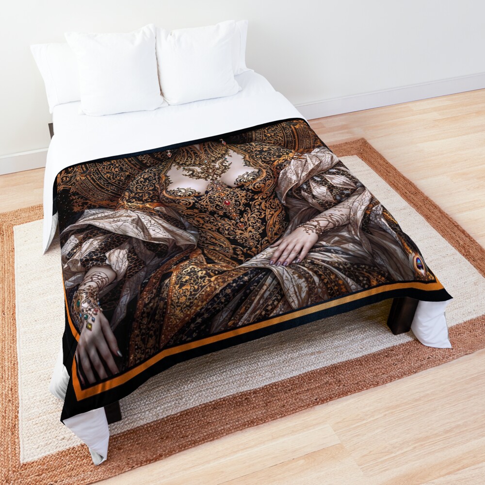 Portrait Of Elena Mariselle Of The Celestial Dark Realm Enchanting AI Concept Art by Xzendor7 Decorative Art Print Comforter