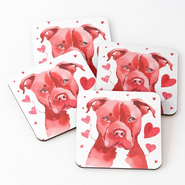 Item preview, Watercolor Pitbull Love in Red designed and sold by ninaaathomas.