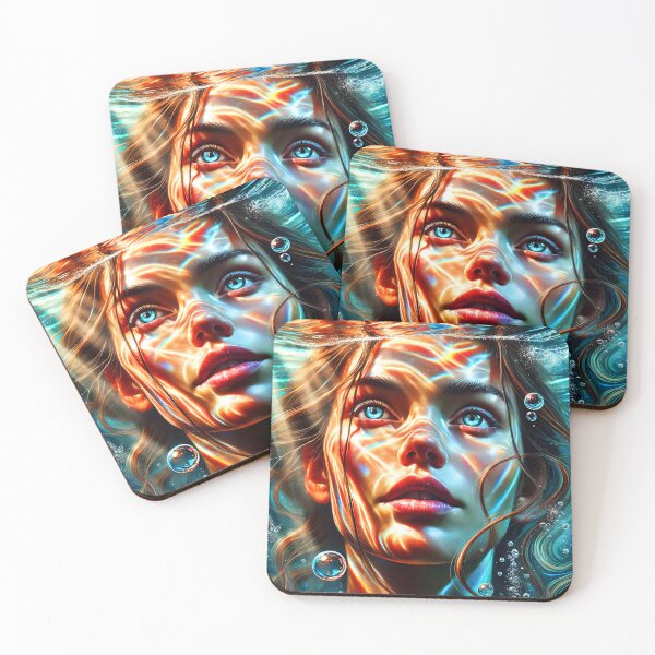 Item preview, Realistic underwater closeup portrait she face blue eyes digitalart designed and sold by EmeraldeaArt.