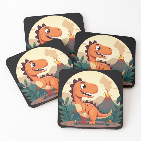 Item preview, CUTE CARTOON DINOSAURS WITH VOLCANO IN BACKGROUND  designed and sold by AvalonTshirts.