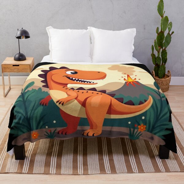 Item preview, CUTE CARTOON DINOSAURS WITH VOLCANO IN BACKGROUND designed and sold by AvalonTshirts.