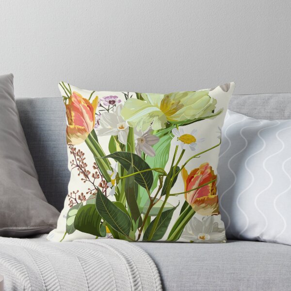 Item preview, Seamless pattern with orange yellow flowers, tulips, comomile, daffodils. designed and sold by MatyKotiv.