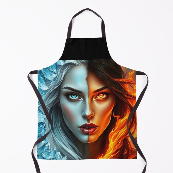 Item preview, Fire and Ice realistic half divided face digitalart designed and sold by EmeraldeaArt.