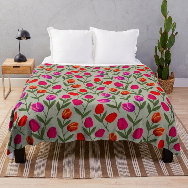 Item preview, Cottagecore Colourful Tulips on Green designed and sold by Lindsay Marie Patterns.