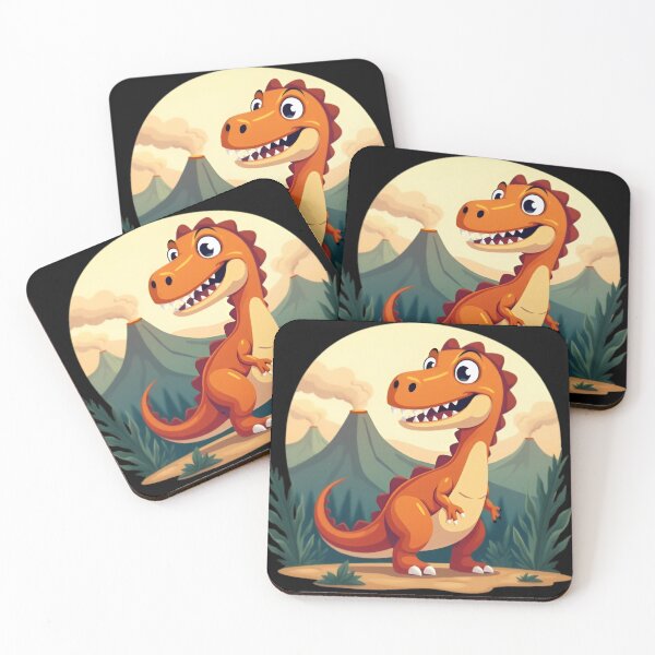 Item preview, CUTE CARTOON DINOSAURS WITH VOLCANO BACKGROUND  designed and sold by AvalonTshirts.