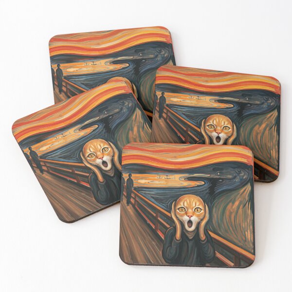 Item preview, The Scream Kitty Painting Edvard Munch designed and sold by Pattern Unhinged.