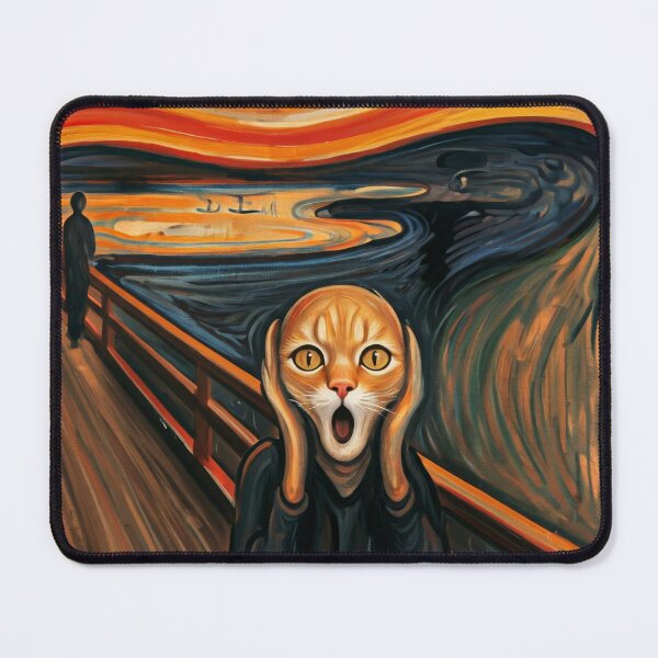 Item preview, The Scream Kitty Painting Edvard Munch designed and sold by Pattern Unhinged.