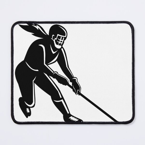 Item preview, Female Bandy Player Striking Ball with Stick Silhouette Retro Woodcut designed and sold by patrimonio.