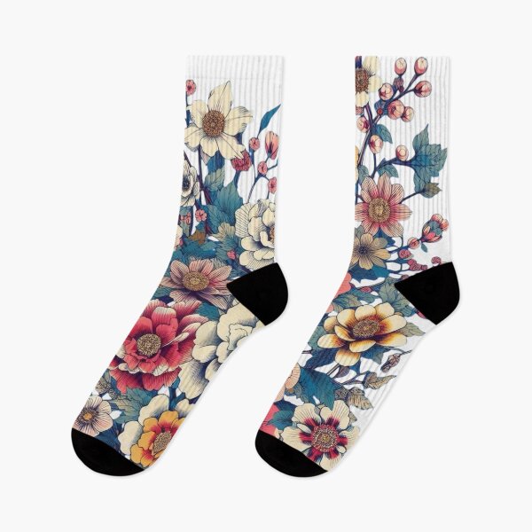 Item preview, Flowers, botanical, spring, floral pattern, cottagecore, japanese pop art designed and sold by Sugar Wisdom .