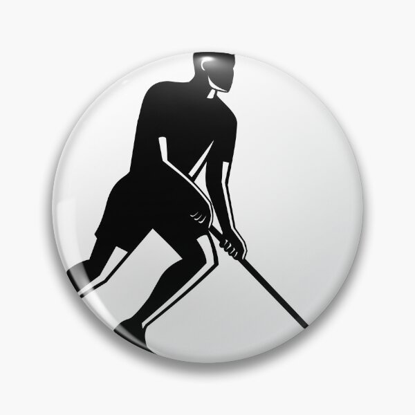 Item preview, Male Floorball Player With Stick and Ball Silhouette Retro designed and sold by patrimonio.