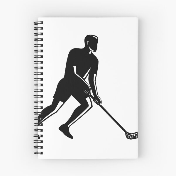Item preview, Male Floorball Player With Stick and Ball Silhouette Retro designed and sold by patrimonio.