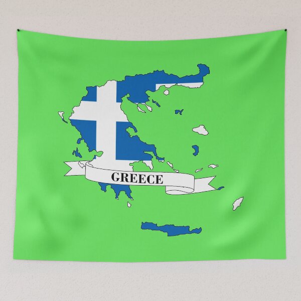 Item preview, greece flag map designed and sold by visual adventures.