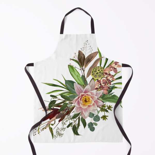 Item preview, Tropical bouquet with lotus, water lily flowers and green plant and leaves. designed and sold by MatyKotiv.