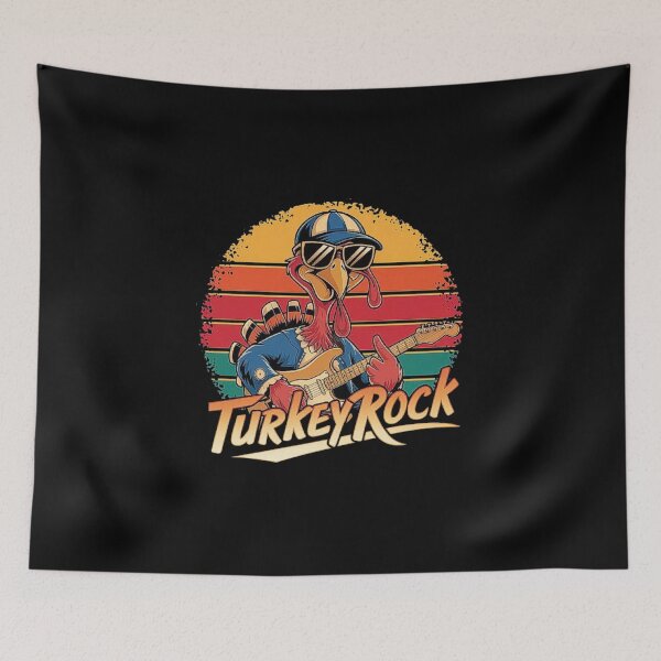 Item preview, Turkey Rock – Cool Retro Turkey Playing Guitar Design designed and sold by love3617.