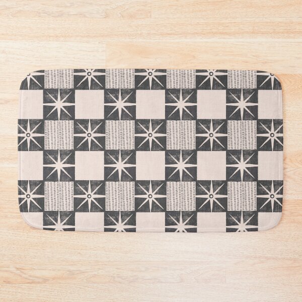 Item preview, Retro Starburst Quilt Block - Mid-Century Checkers Charcoal designed and sold by susycosta.