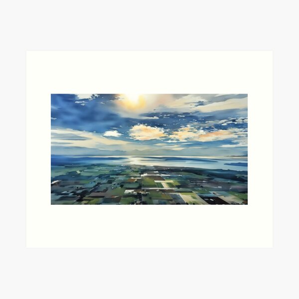 Item preview, Puget Sound from Mount Vernon (Watercolor) designed and sold by flyscenicair.