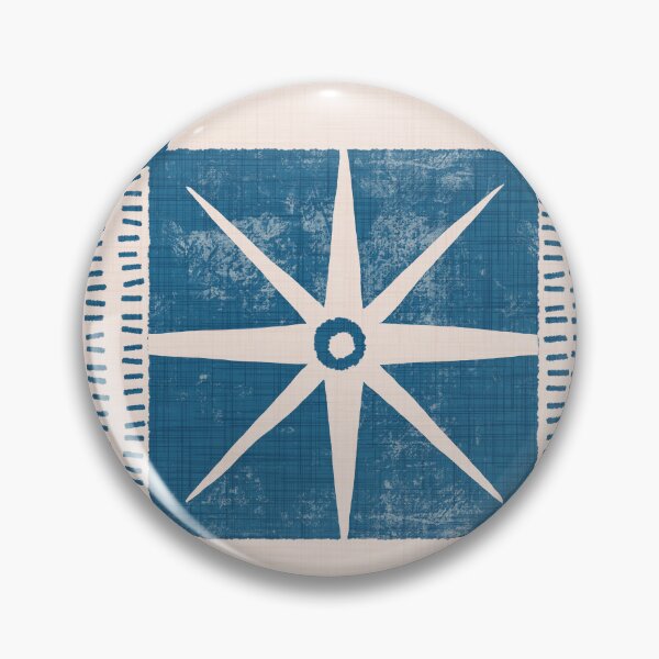 Item preview, Retro Starburst Quilt Block - Mid-Century Checkers Denim Blue designed and sold by susycosta.