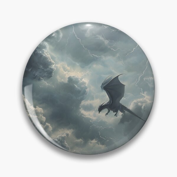 Item preview, Tairn Onyx storm fourth wing dragon in storm fanatsy sky designed and sold by inkdrinkingdove.