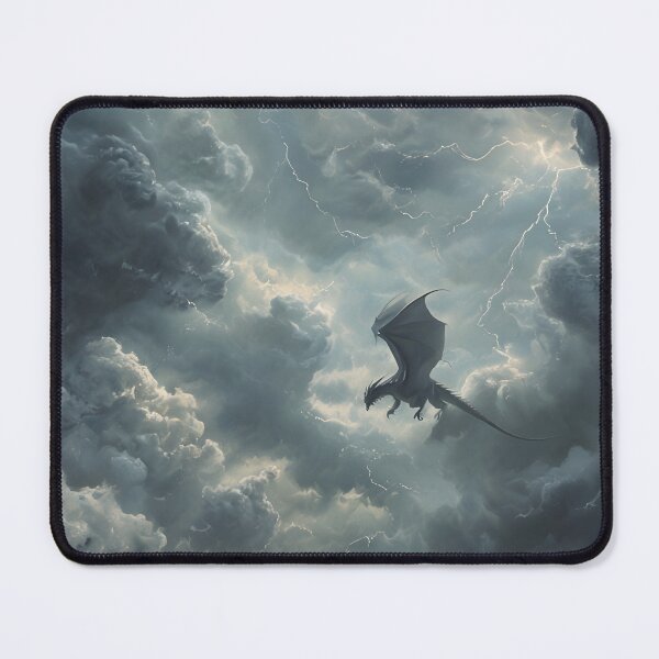 Item preview, Tairn Onyx storm fourth wing dragon in storm fanatsy sky designed and sold by inkdrinkingdove.