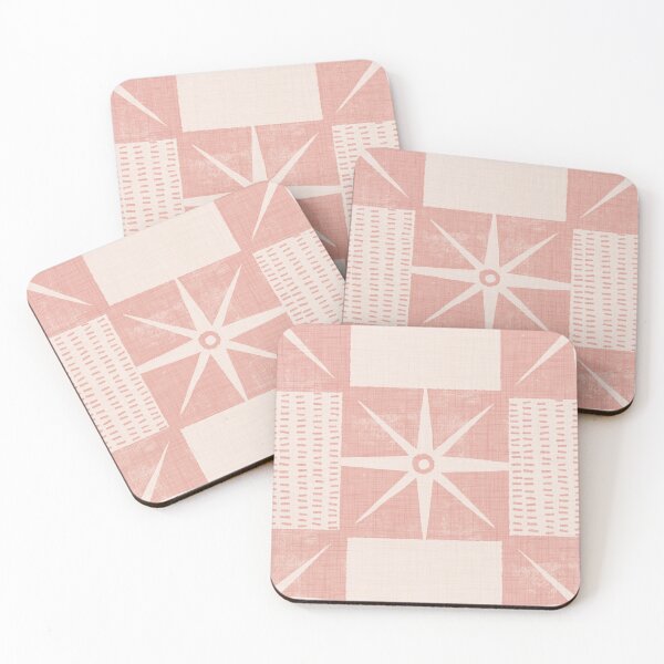 Item preview, Retro Starburst Quilt Block - Mid-Century Checkers Pink designed and sold by susycosta.