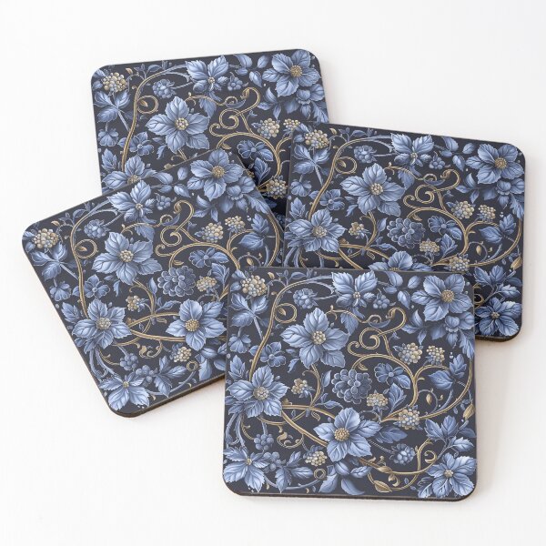 Item preview, Blooms in blue and borders Print designed and sold by JaimeLikes.