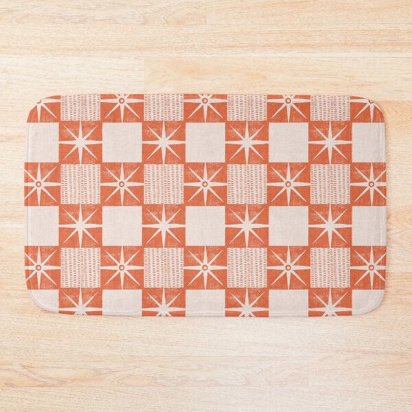 Item preview, Retro Starburst Quilt Block - Minimalist Mid Century Salmon Orange designed and sold by susycosta.